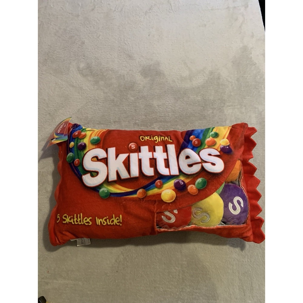 Skittles Package 18" x 11" Pillow Set with‎ 5 Mini Skittles Candy Pillows NEW